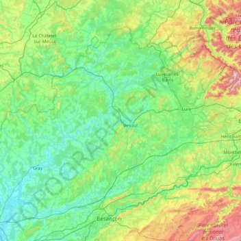 Haute-Saône topographic map, elevation, terrain