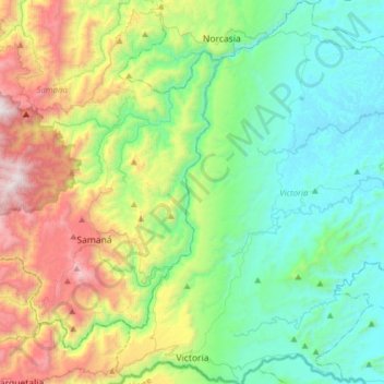 Victoria topographic map, elevation, terrain