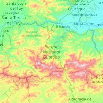 Parque Nacional Guatopo topographic map, elevation, terrain