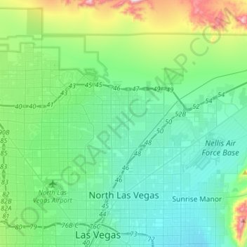 North Las Vegas topographic map, elevation, terrain