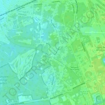 Bosch en Duin topographic map, elevation, terrain