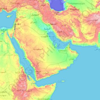 Mashriq topographic map, elevation, terrain
