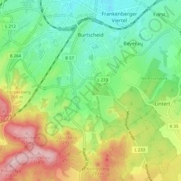 Burtscheid (Gemarkung) topographic map, elevation, terrain