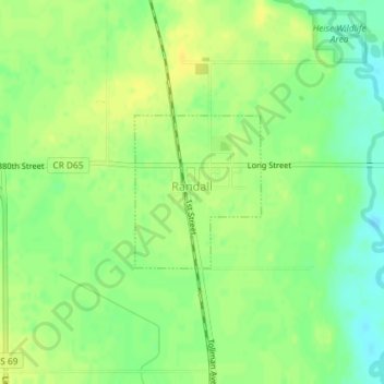 Randall topographic map, elevation, terrain