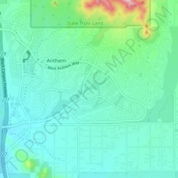 Anthem topographic map, elevation, terrain