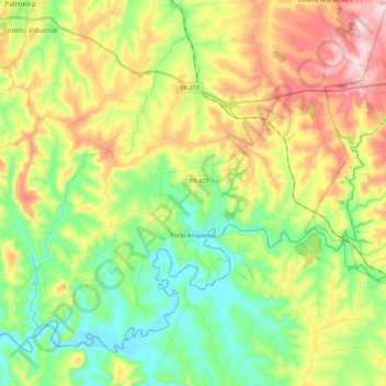 Porto Amazonas topographic map, elevation, terrain