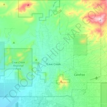 Cave Creek topographic map, elevation, terrain