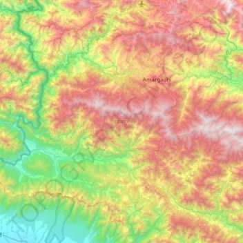 Dadeldhura topographic map, elevation, terrain