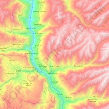 Jacas Grande topographic map, elevation, terrain