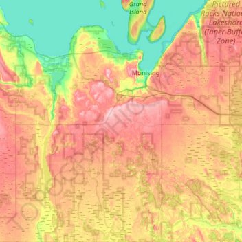 Au Train Township topographic map, elevation, terrain