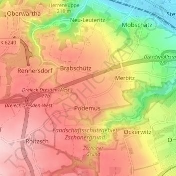 Mobschatz topographic map, elevation, terrain