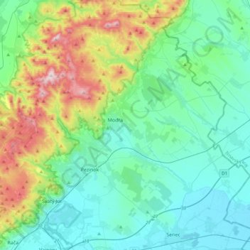 District of Pezinok topographic map, elevation, terrain