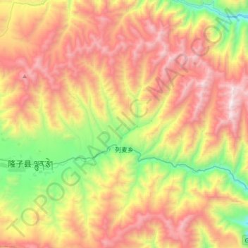列麦乡 topographic map, elevation, terrain