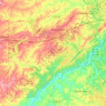 Douglas County topographic map, elevation, terrain
