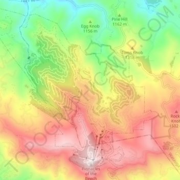 Beech Mountain topographic map, elevation, terrain