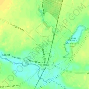 Millington topographic map, elevation, terrain