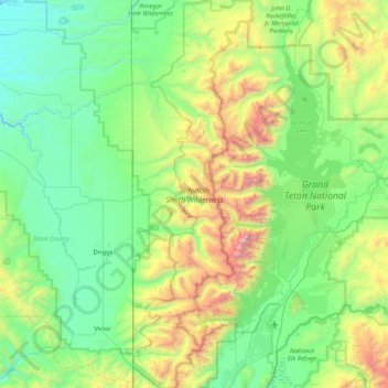 Jedediah Smith Wilderness Area topographic map, elevation, terrain