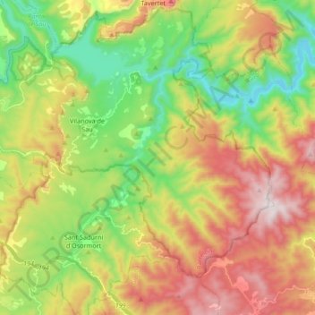 Espai Natural de les Guilleries-Savassona topographic map, elevation, terrain