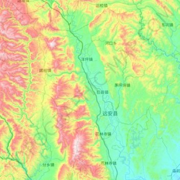 远安县 topographic map, elevation, terrain
