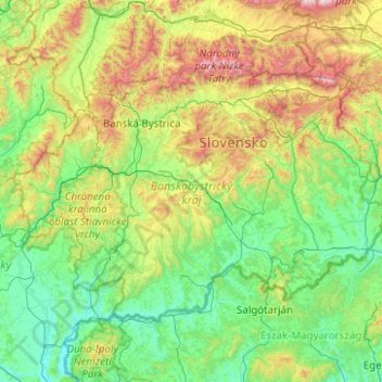 Region of Banská Bystrica topographic map, elevation, terrain