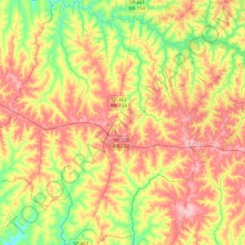 Nhandeara topographic map, elevation, terrain