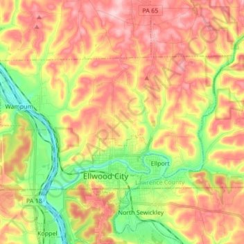 Wayne Township topographic map, elevation, terrain