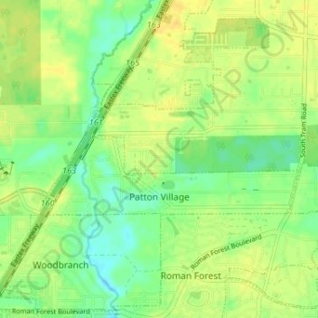Patton Village topographic map, elevation, terrain