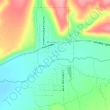 Prairie City topographic map, elevation, terrain