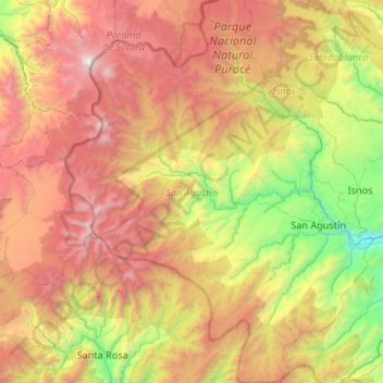 San Agustín topographic map, elevation, terrain