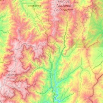Palanda topographic map, elevation, terrain