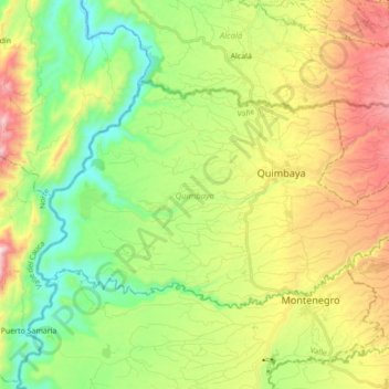 Quimbaya topographic map, elevation, terrain