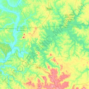 Dale Hollow Lake topographic map, elevation, terrain