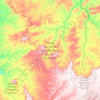 Parque Nacional das Nascentes do Rio Parnaiba topographic map, elevation, terrain