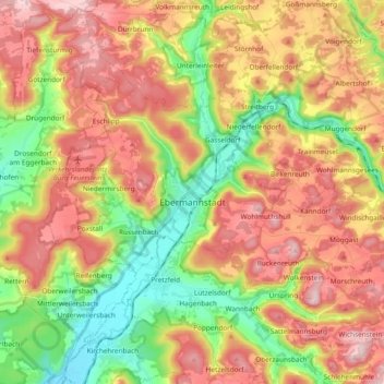 Ebermannstadt topographic map, elevation, terrain