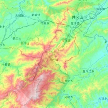 井冈山市 topographic map, elevation, terrain