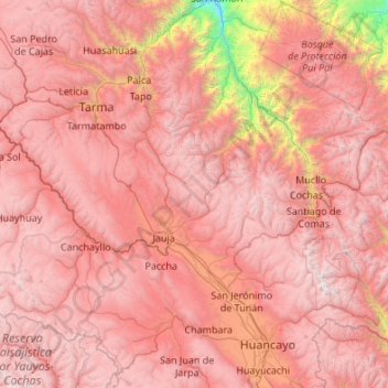 Provincia de Jauja topographic map, elevation, terrain