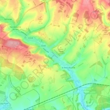 St. Mary Bourne topographic map, elevation, terrain