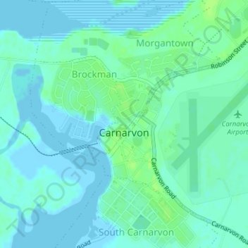 Carnarvon topographic map, elevation, terrain