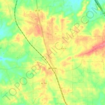 Jemison topographic map, elevation, terrain