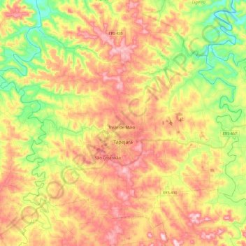 Tapejara topographic map, elevation, terrain