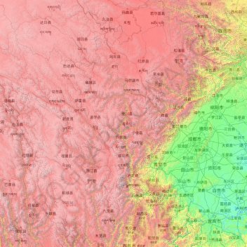དཀར་མཛེས 甘孜藏族自治州 topographic map, elevation, terrain