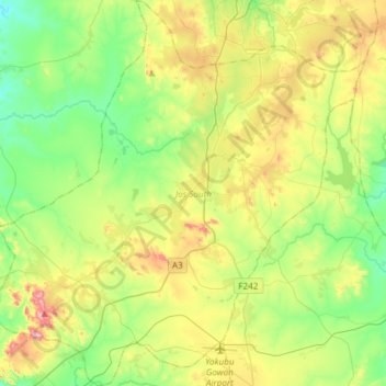 Jos South topographic map, elevation, terrain