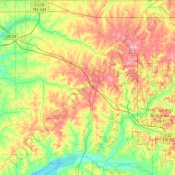 Marshall County topographic map, elevation, terrain