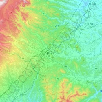 Shirakawa topographic map, elevation, terrain