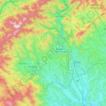 Bezirk Graz-Umgebung topographic map, elevation, terrain