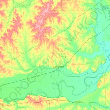 Carroll County topographic map, elevation, terrain