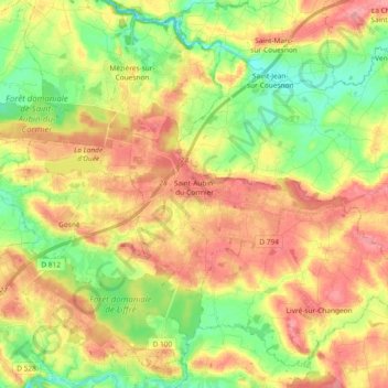 Saint-Aubin-du-Cormier topographic map, elevation, terrain