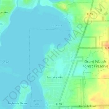 Fox Lake Hills topographic map, elevation, terrain