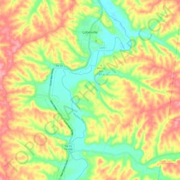 Lobelville topographic map, elevation, terrain