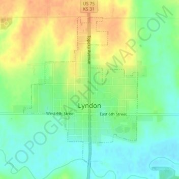 Lyndon topographic map, elevation, terrain